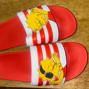 Ladies Simpson’s Orange and White adidas adilette slide slipper
